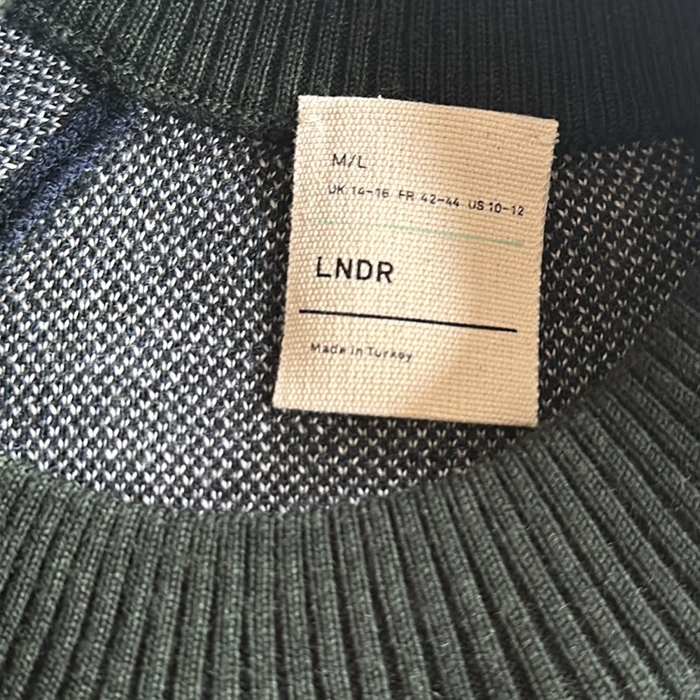 New LNDR Soft Vigilante 100% merino wool boxy cropped colorblock knit sweater - Picture 13 of 14